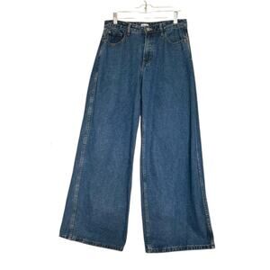 Princess Polly Wide Leg Denim Jeans Mid Blue Wash Size 4